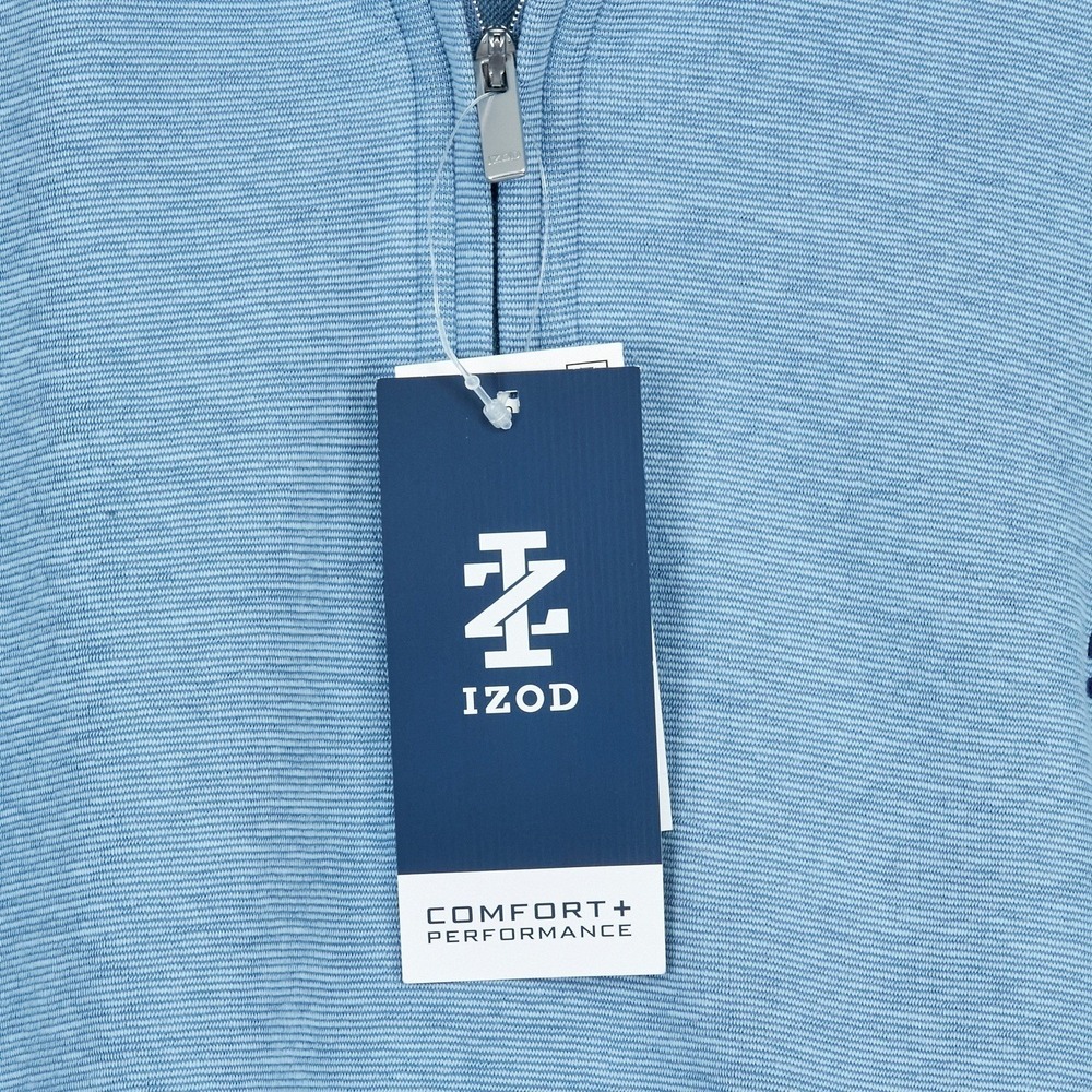IZOD Pullover Mens XXL Chambray Blue Quarter Zip Comfort Performance Cott Blend - Picture 6 of 15